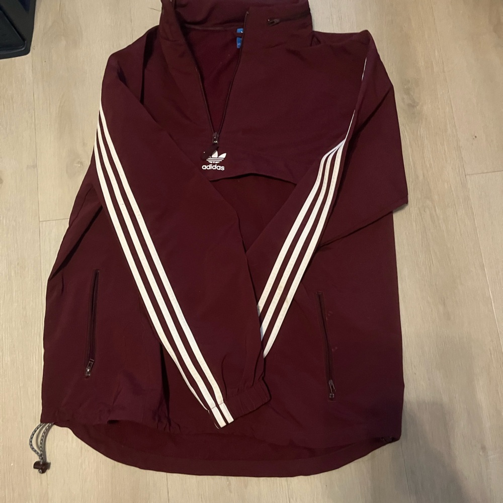 Adidas Burgundy Jacket with White Accents